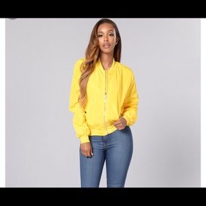 Yellow bomber jacket